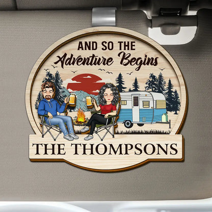 And So The Adventure Begins - Personalized Custom Shaped Car Visor Clip