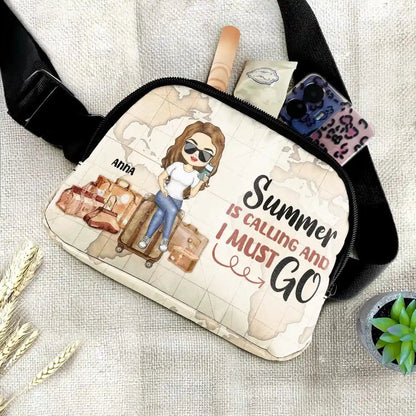 Travel Is My Therapy Vintage World Map - Personalized Crossbody Belt Bag
