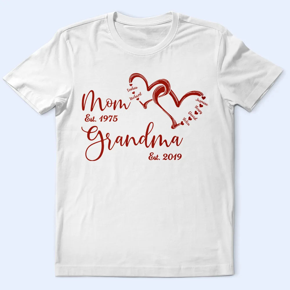 Gift For Grandma,Happy - Mom Est Grandma Est - Personalized T Shirt