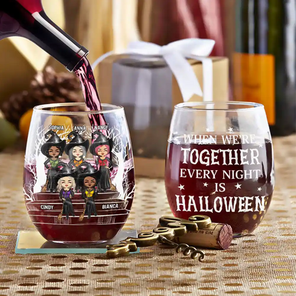 We're Not Sugar And Spice And Everything Nice Best Friends - Personalized Stemless Wine Glass
