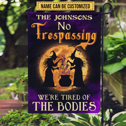 No Trespassing Hiding The Bodies Custom Flag, Halloween Outdoor Decoration, Witch Decoration, Halloween Garden
