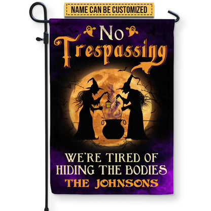 No Trespassing Hiding The Bodies Custom Flag, Halloween Outdoor Decoration, Witch Decoration, Halloween Garden