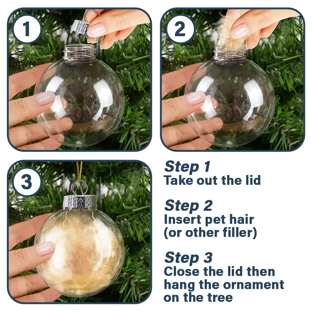 Dog Cat Ears Outline Custom Name - Personalized Fillable Clear Ball Ornament