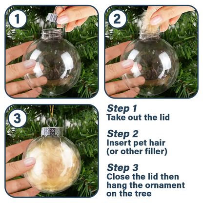 Dog Cat Ears Outline Custom Name - Personalized Fillable Clear Ball Ornament