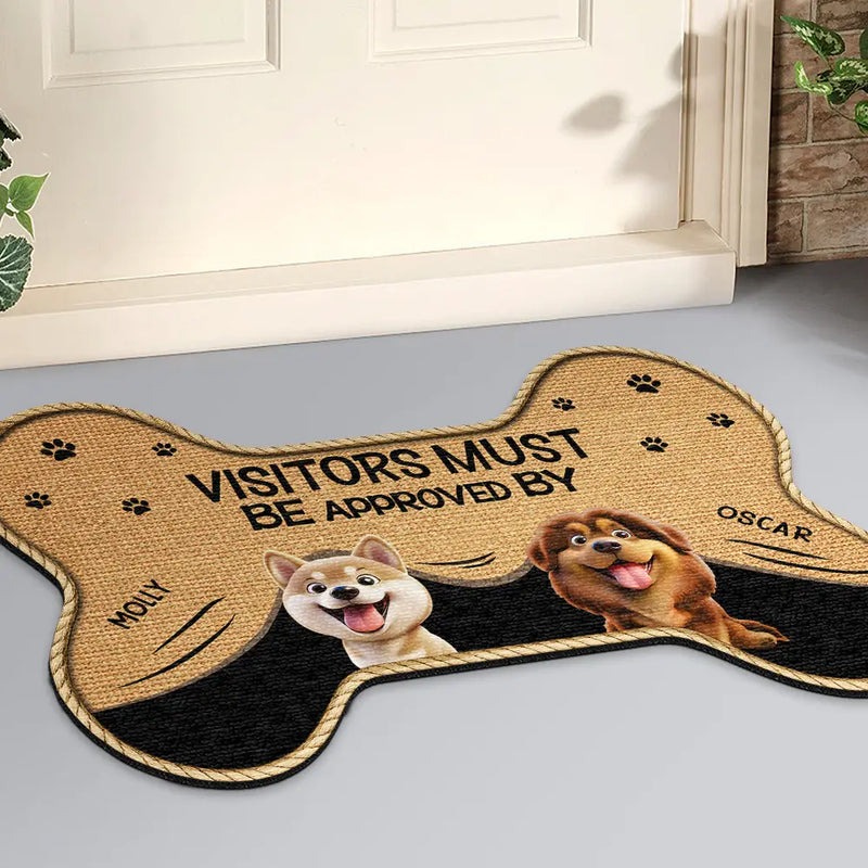 3D Effect Funny Dogs Visitors Must Be Approved By - Personalized Custom Shaped Doormat