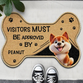 3D Effect Funny Dogs Visitors Must Be Approved By - Personalized Custom Shaped Doormat