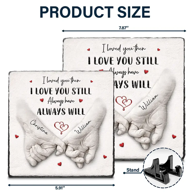 3D Inflated Effect Printed Couple Loved You Then Love You Still - Personalized Rectangle Memorial Garden Stone
