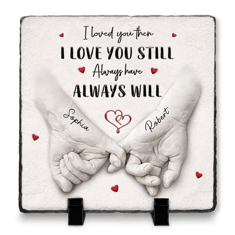 3D Inflated Effect Printed Couple Loved You Then Love You Still - Personalized Rectangle Memorial Garden Stone
