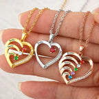 Custom Birth Month Anniversary Mom Wife - Personalized Birthstone Heart Necklace