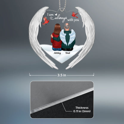 Always With You Memorial Keepsake Heart Angel Wings Personalized Acrylic Ornament