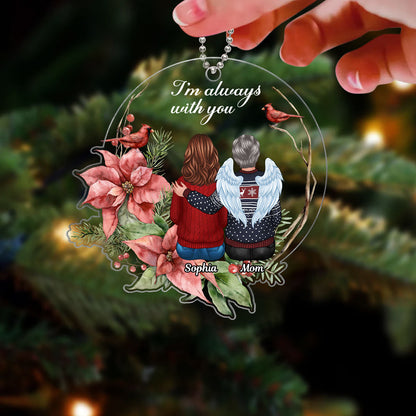 Always With You Cardinal Wreath Memorial Keepsake Personalized Acrylic Ornament