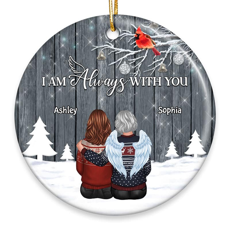 Family Memorial Wood Branch Personalized Circle Ornament