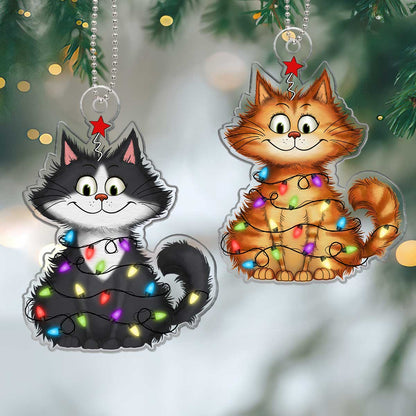 Funny Quirky Cat Personalized Custom Shape Acrylic Ornament, Christmas Gift For Cat Mom, Cat Dad