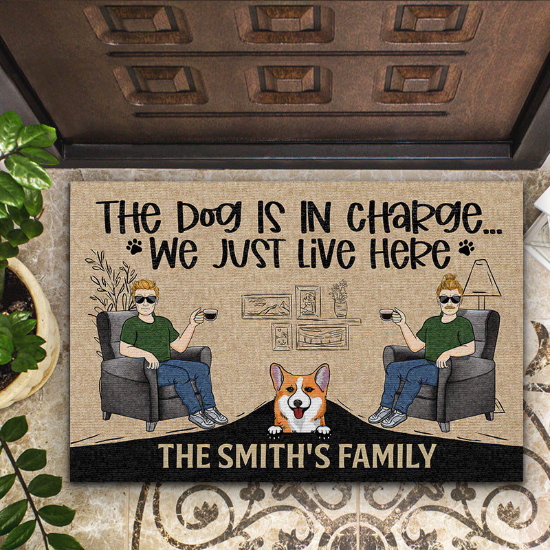 Family Couple The Dogs Are In Charge - Gift For Dog Lovers - Personalized Custom Doormat