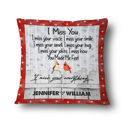 I Miss You Cardinal - Memorial Gift - Personalized Custom Pillow