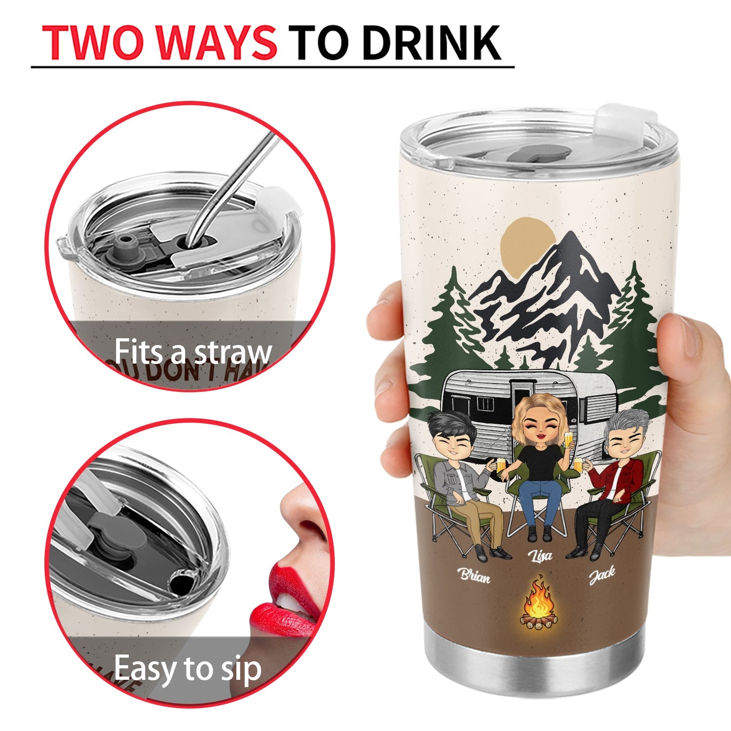 You Don't Have To Be Crazy To Camp With Us - Gift For Bestie - Personalized Custom Tumbler