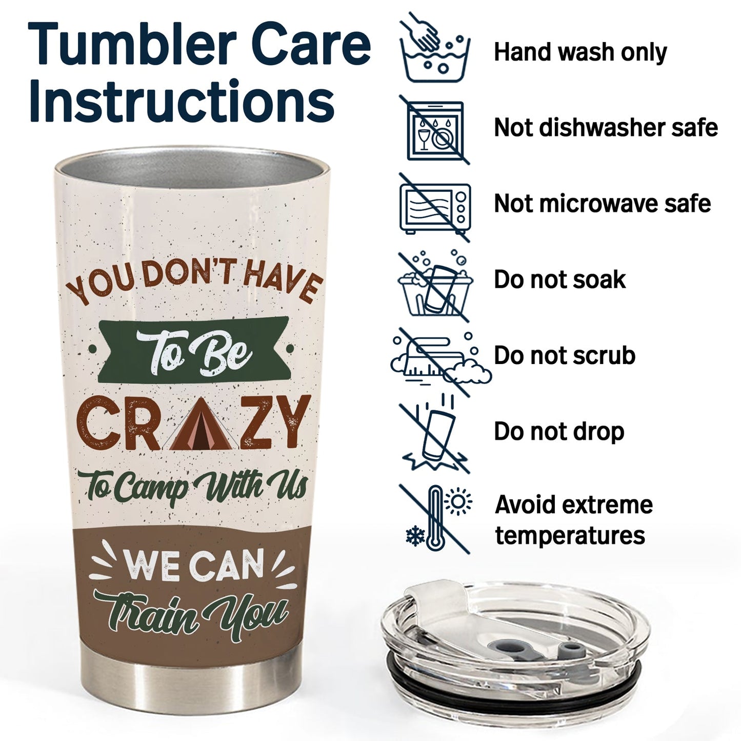 You Don't Have To Be Crazy To Camp With Us - Gift For Bestie - Personalized Custom Tumbler