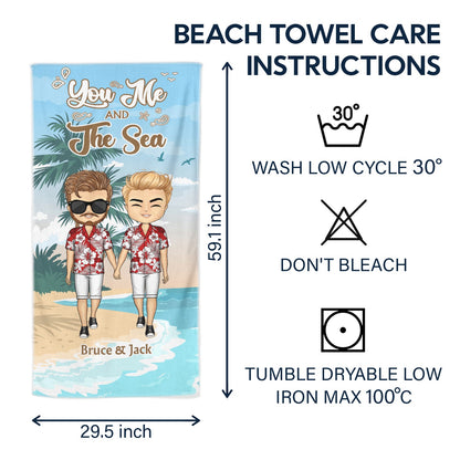 You Me And The Sea - Gift For Couple - Personalized Custom Beach Towel