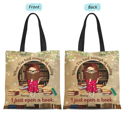 I Just Open A Book - Gift For Book Lover - Personalized Custom Zippered Canvas Bag