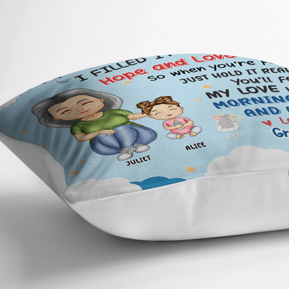 Grandma Mother Hugged This Soft Pillow - Gift For Granddaughter, Grandson, Kids - Personalized Pillow