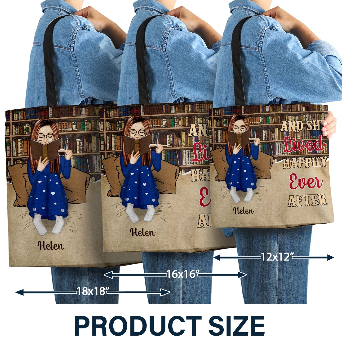 Reading Just A Girl Who Loves Books Bag - Gift For Book Lovers - Personalized Zippered Canvas Bag