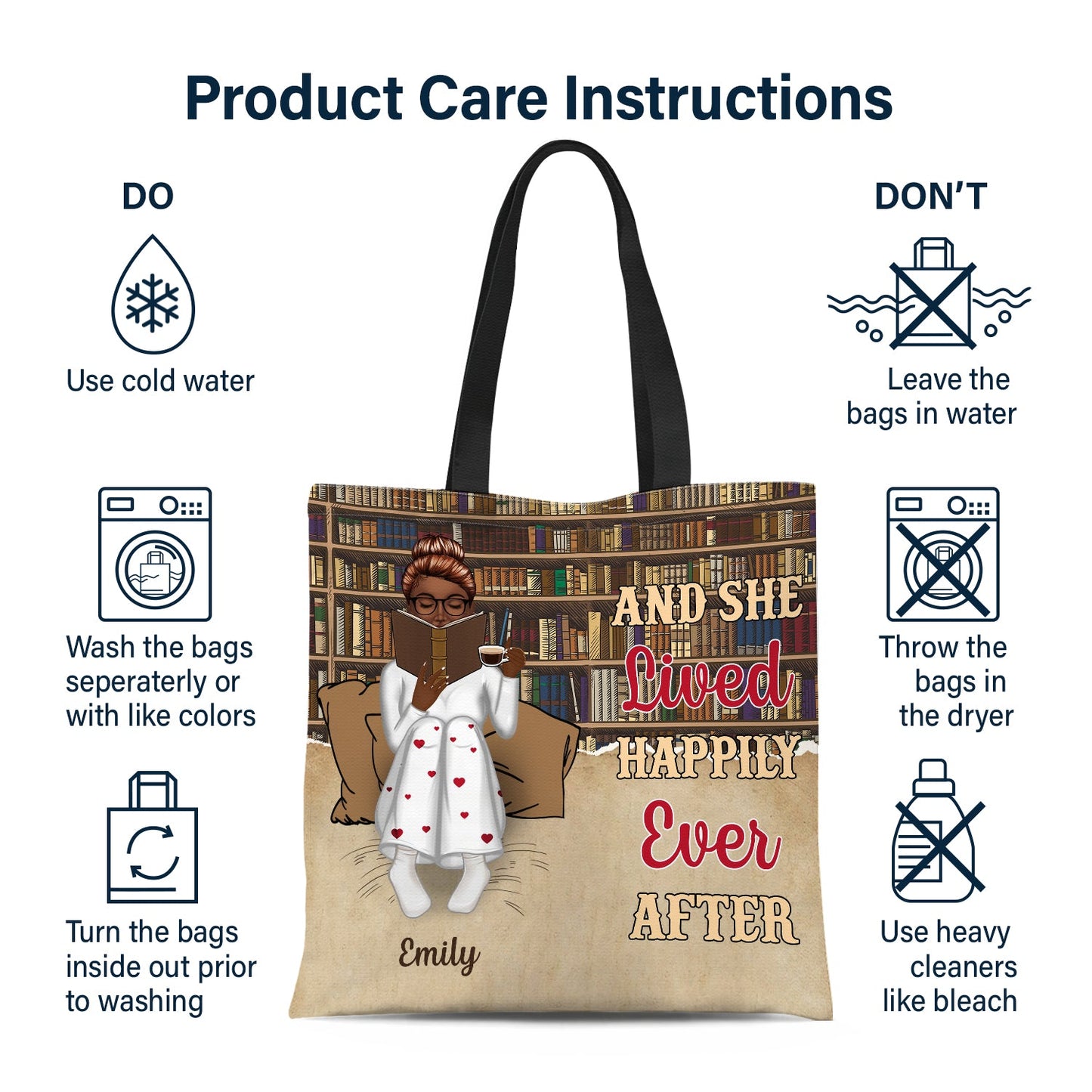 Reading Just A Girl Who Loves Books Bag - Gift For Book Lovers - Personalized Zippered Canvas Bag