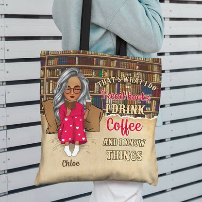 Cartoon Reading Just A Girl Who Loves Books Bag - Gift For Book Lovers - Personalized Zippered Canvas Bag