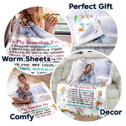 Custom Photo Grandma Mother Hugged This Soft Blanket - Gift For Granddaughter, Grandson, Kids - Personalized Fleece Blanket