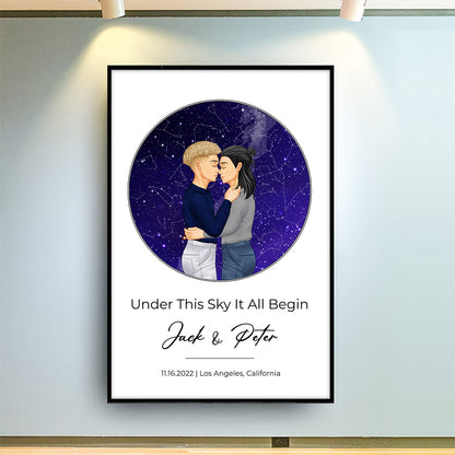 Star Map The Night Our Stars Aligned - Gift For Couples - Personalized Poster