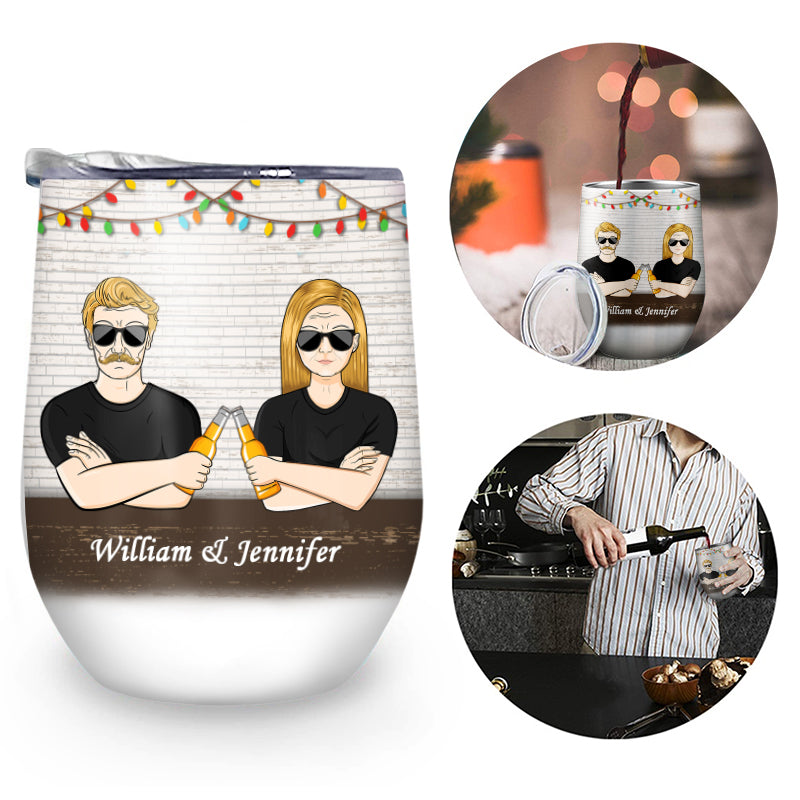 Family Old Couple Drinking Buddies For Life - Personalized Custom Wine Tumbler