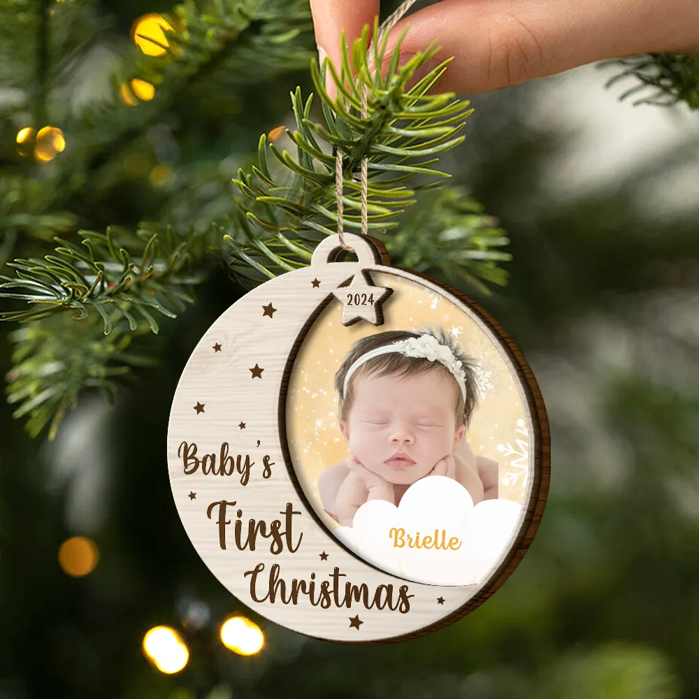 Custom Photo New Baby's First Christmas - Personalized 2-Layered Ornament