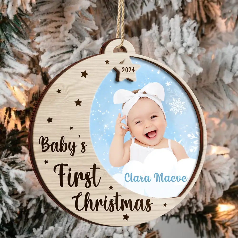 Custom Photo New Baby's First Christmas - Personalized 2-Layered Ornament