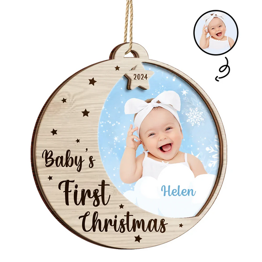 Custom Photo New Baby's First Christmas - Personalized 2-Layered Ornament