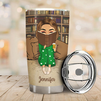 Reading Chibi Girl Just A Girl Who Loves Books - Personalized Custom Tumbler