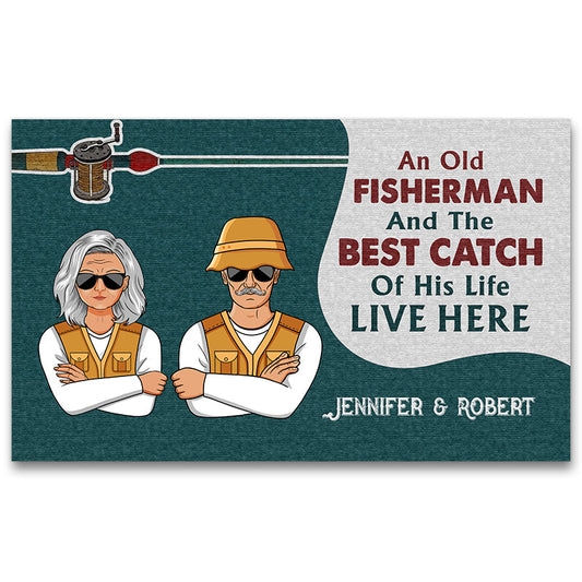 Fishing Couple And The Best Catch Of His Live - Personalized Custom Doormat