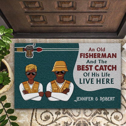 Fishing Couple And The Best Catch Of His Live - Personalized Custom Doormat