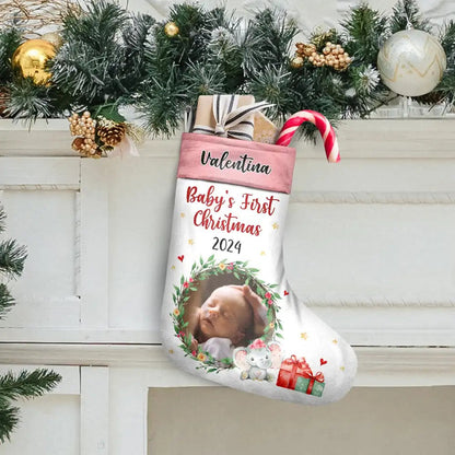 Custom Photo New Baby My First Christmas - Christmas Gift - Personalized Christmas Stocking