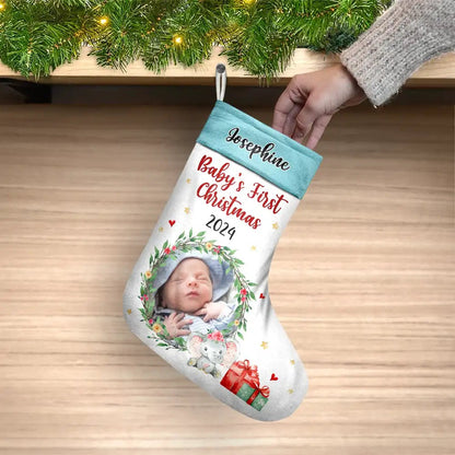 Custom Photo New Baby My First Christmas - Christmas Gift - Personalized Christmas Stocking