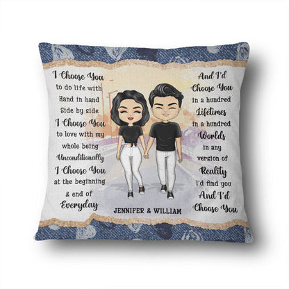 Chibi Couple I Choose You - Gift For Couple - Personalized Custom Pillow