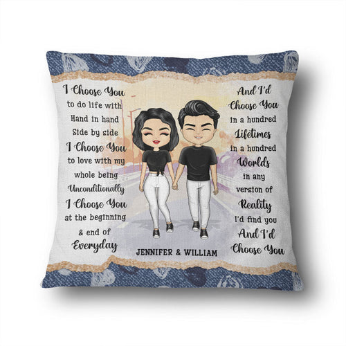 Chibi Couple I Choose You - Gift For Couple - Personalized Custom Pillow