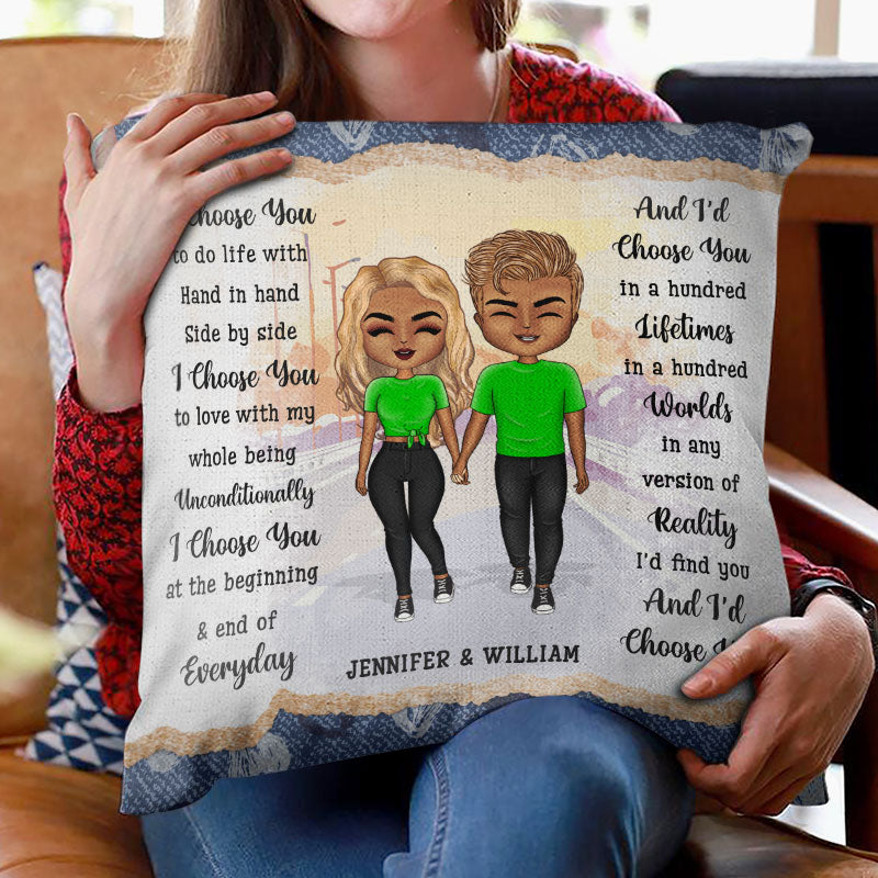 Chibi Couple I Choose You - Gift For Couple - Personalized Custom Pillow