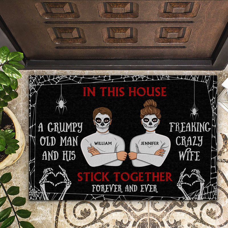 Freaking Crazy Wife - Gift For Elderly Married Couples - Personalized Custom Doormat