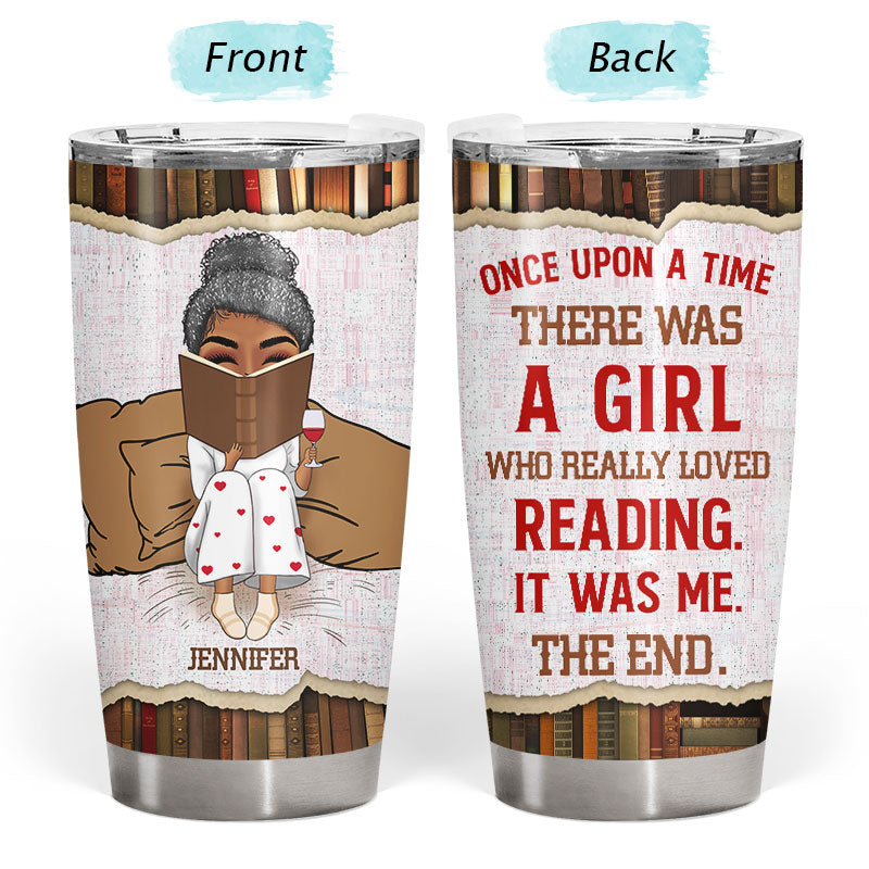 Reading Chibi Girl Once Upon A Time - Personalized Custom Tumbler