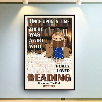 Reading Chibi Girl Once Upon A Time - Personalized Custom Poster