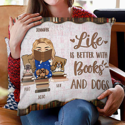 Reading Chibi Girl Life Is Better With Cats And Dogs - Personalized Custom Pillow