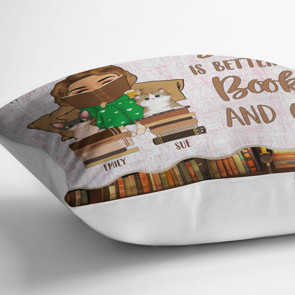 Reading Chibi Girl Life Is Better With Cats And Dogs - Personalized Custom Pillow