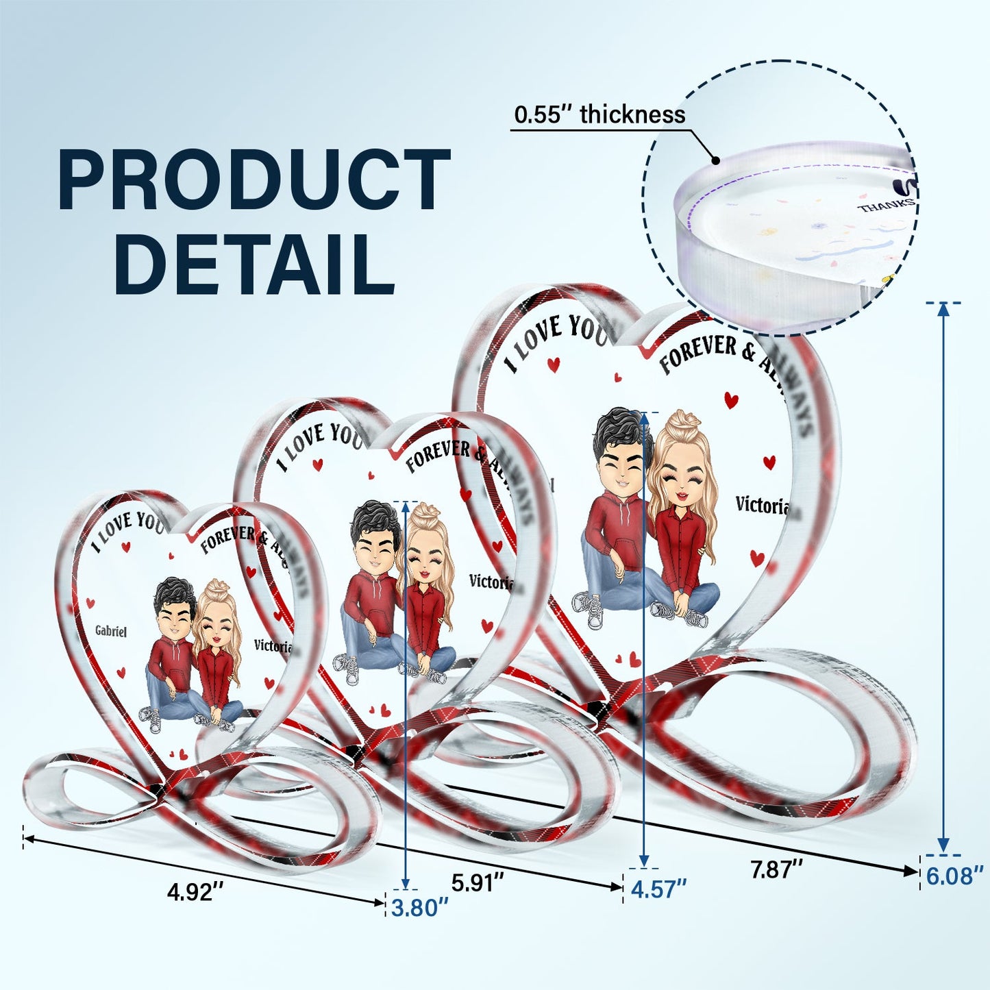 I Love You Forever And Always - Gift For Couples - Personalized Heart Infinity Shaped Acrylic Plaque