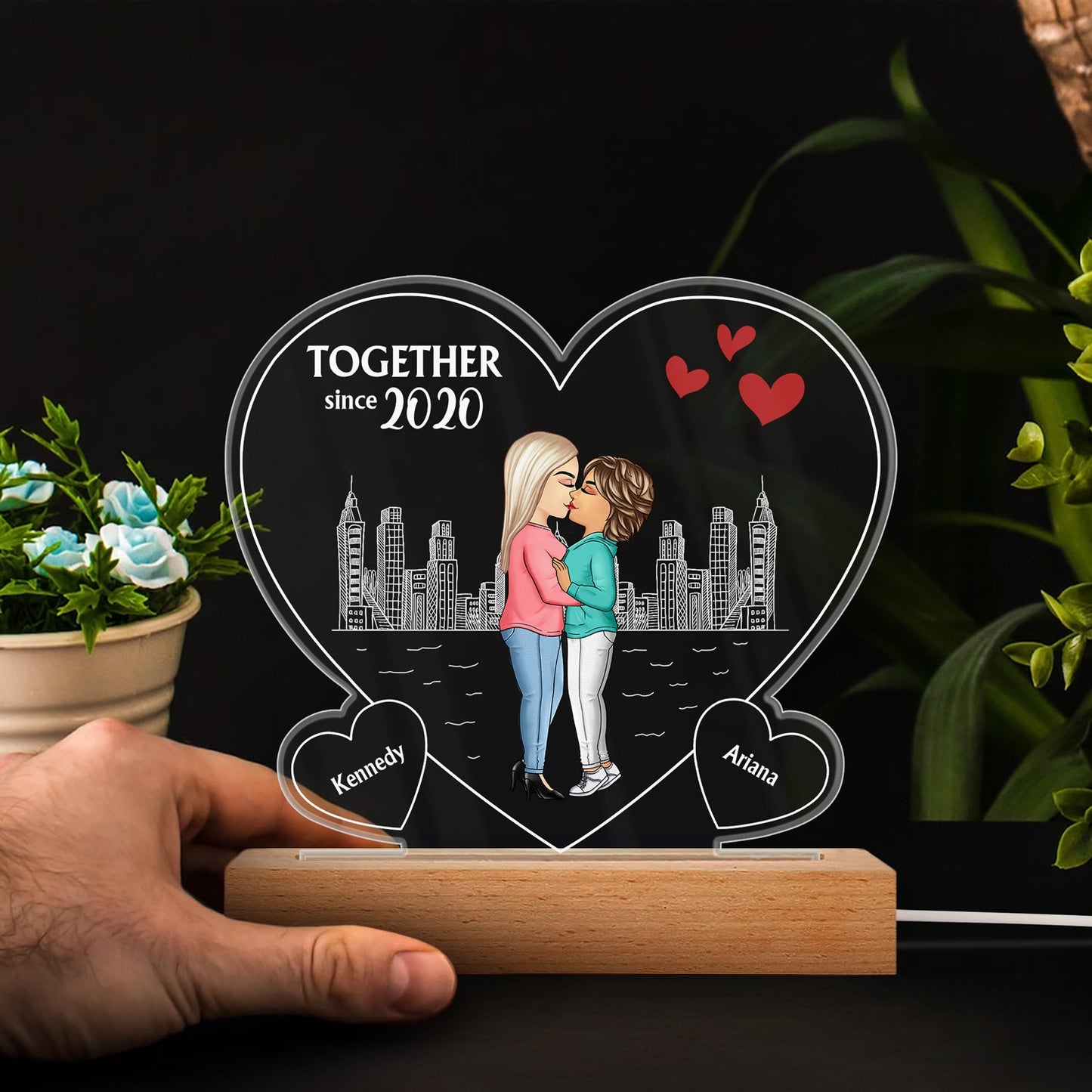 You And Me We Got This - Gift For Couples - Personalized 3D Led Light Wooden Base
