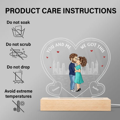 You And Me We Got This - Gift For Couples - Personalized 3D Led Light Wooden Base