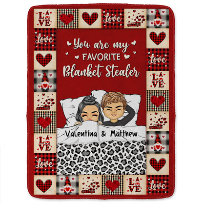 You Are My Favorite Blanket Stealer - Gift For Couples - Personalized Fleece Blanket